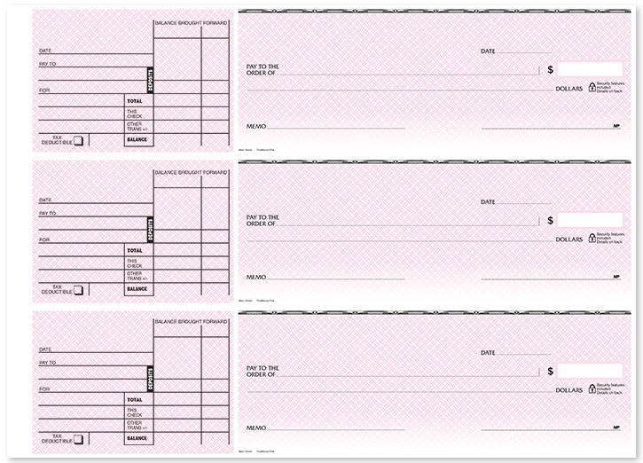 3-Per-Page Business Checks – Traditional Pink